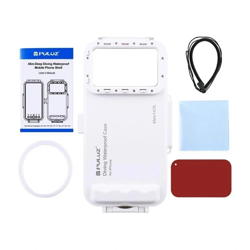 PULUZ PU9010W custodia impermeabile per iPhone – custodia subacquea 45 m, bianco