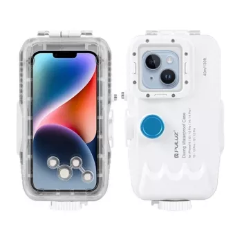 PULUZ Custodia impermeabile per iPhone 40m con valvola unidirezionale, bianco