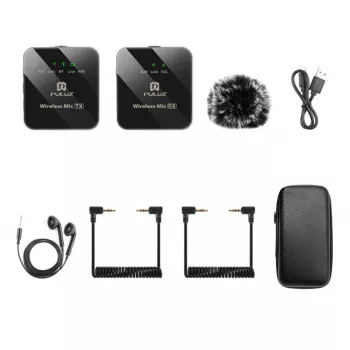 PULUZ microfono lavalier wireless 2 TX + 1 RX