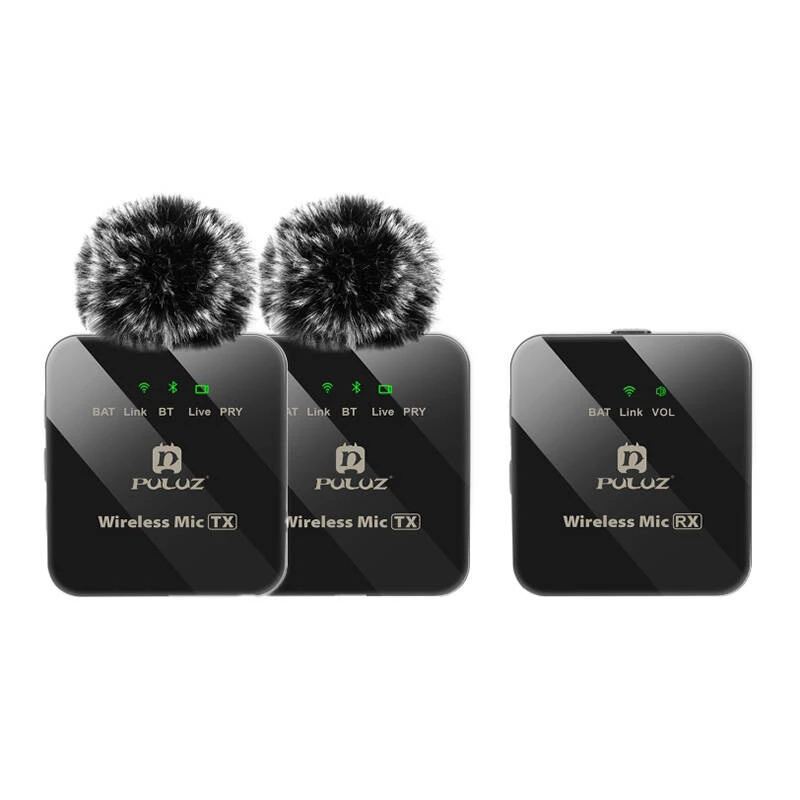 PULUZ microfono lavalier wireless 2 TX + 1 RX
