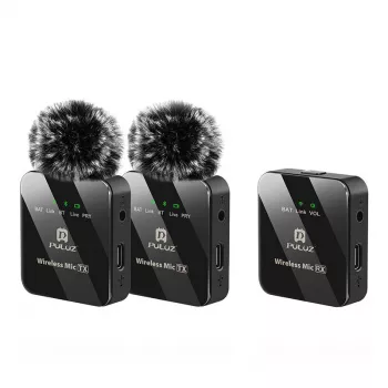 PULUZ microfono lavalier wireless 2 TX + 1 RX