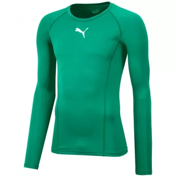 Puma Liga Baselayer Maglietta a maniche lunghe da compressione uomo Green Glimmer/Puma Black Taglia L