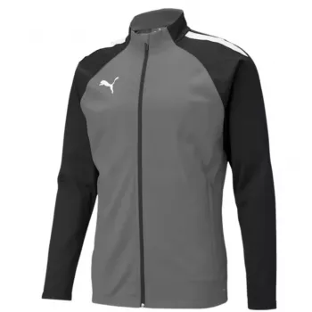 PUMA teamLIGA maglia da training uomo con zip a quarto di giro, Medium Grey Heather/Puma Black, taglia S