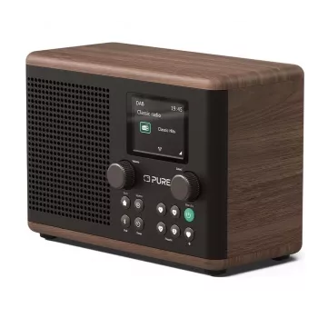Pure Classic H4 radio DAB+ FM con Bluetooth 5.3, Coffee Black/Walnut, 10W