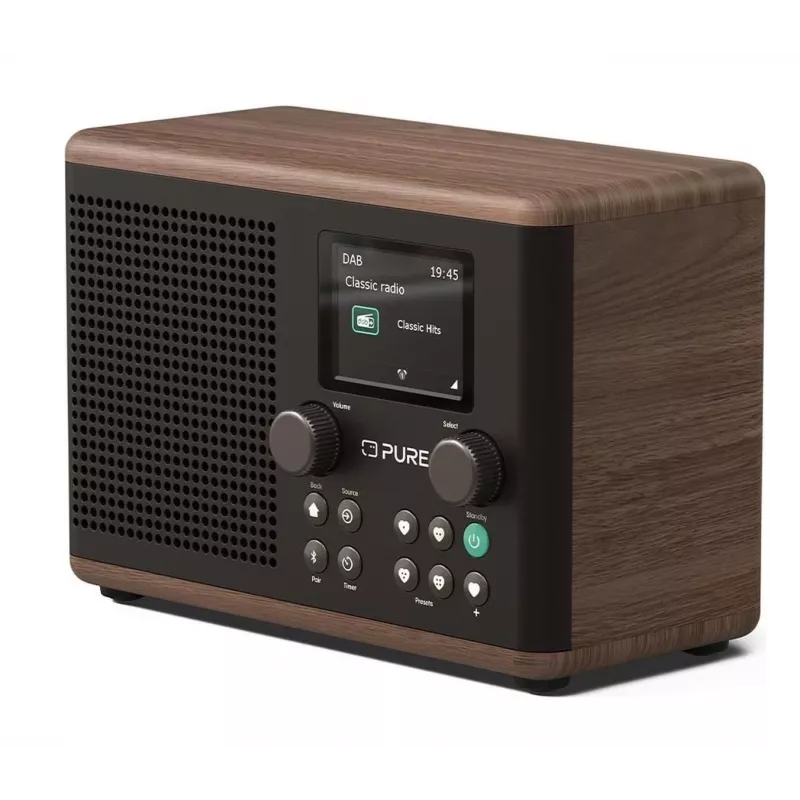 Pure Classic H4 radio DAB+ FM con Bluetooth 5.3, Coffee Black/Walnut, 10W