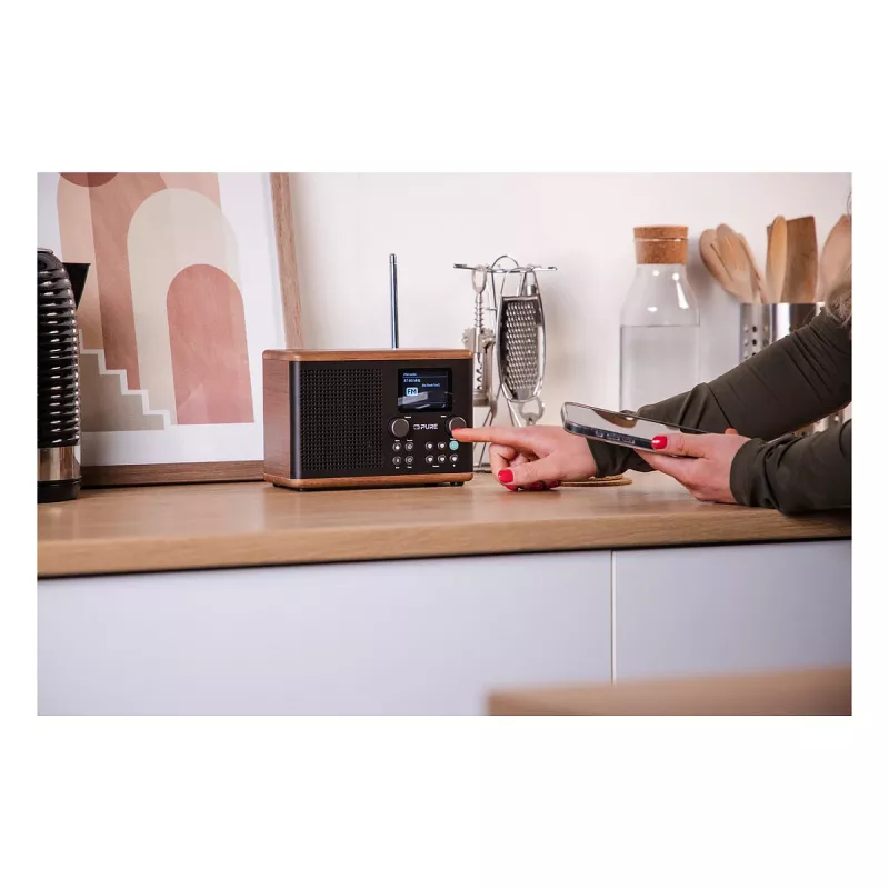 Pure Classic H4 radio DAB+ FM con Bluetooth 5.3, Coffee Black/Walnut, 10W