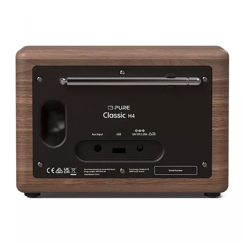 Pure Classic H4 radio DAB+ FM con Bluetooth 5.3, Coffee Black/Walnut, 10W