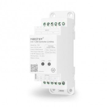 MiBoxer TR2 controller LED 2 in 1, guida DIN, 12–48 V DC, 20 A