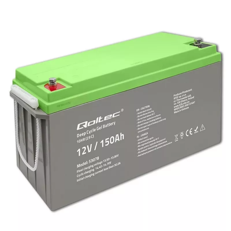 Qoltec Batteria Gel Deep Cycle 12V 150Ah 44,5kg