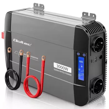 Qoltec inverter a onda sinusoidale pura 12V a 230V 1500W/3000W con LCD USB USB-C per LiFePO4 GEL AGM