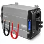 Qoltec inverter a onda sinusoidale pura 12V a 230V 3000W/6000W con LCD, USB, USB-C, compatibile LiFePO4/GEL/AGM