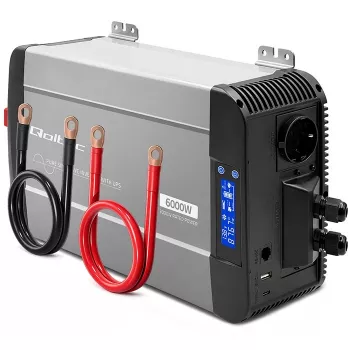 Qoltec inverter a onda sinusoidale pura con UPS 12V a 230V 3000W/6000W LCD USB USB-C LiFePO4 GEL AGM