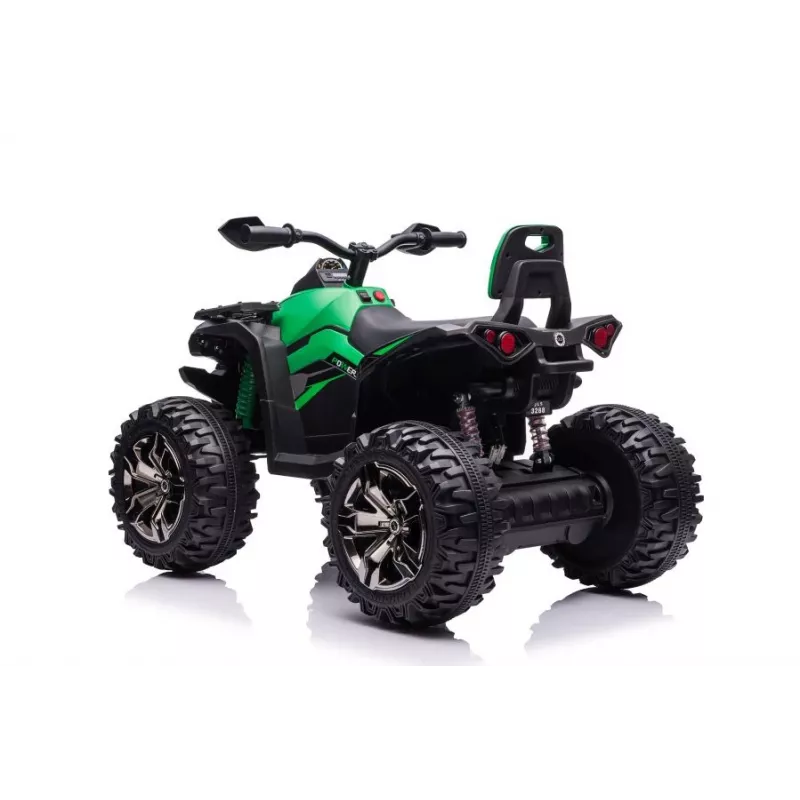 Quad elettrico cavalcabile QLS-3288 con schienale, luci LED, MP3, verde