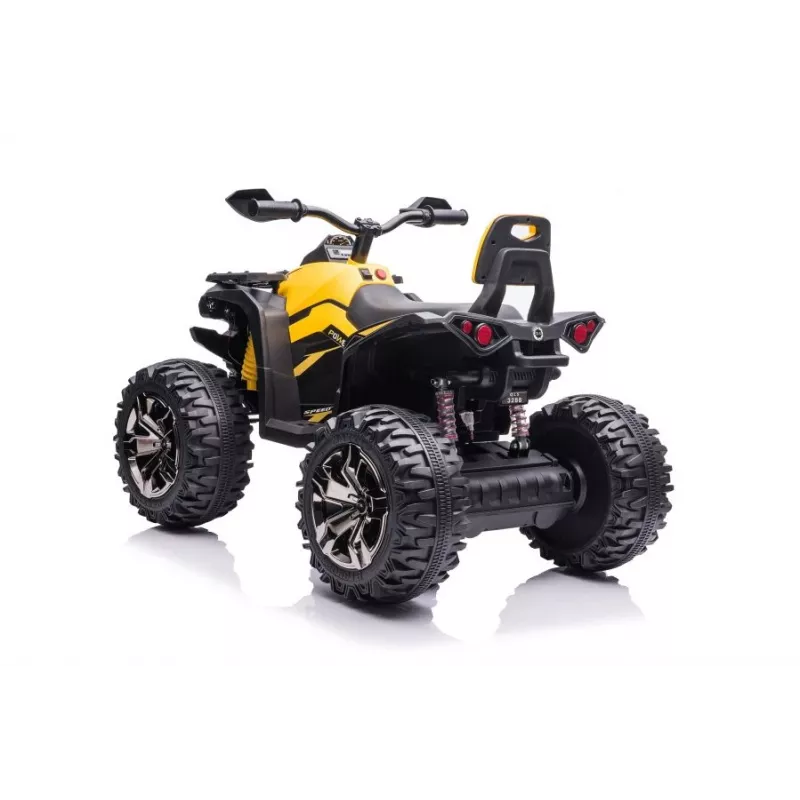 Quad elettrico cavalcabile QLS-3288 con schienale, luci LED, MP3, giallo