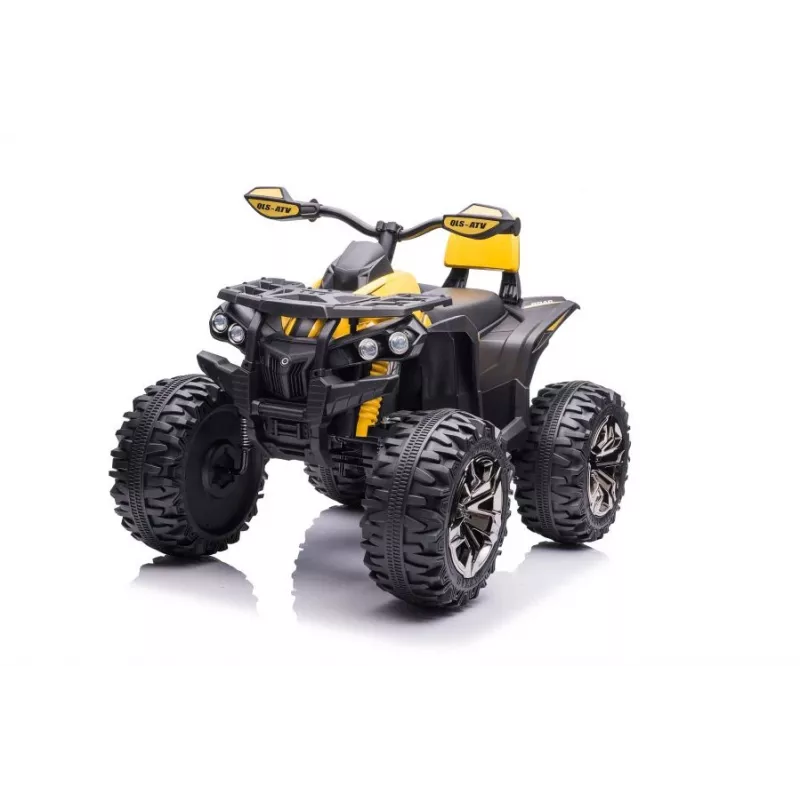 Quad elettrico cavalcabile QLS-3288 con schienale, luci LED, MP3, giallo