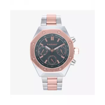 RADIANT Orologio al quarzo analogico uomo RA628704 - cassa in acciaio inox 44mm, quadrante nero, cinturino milanese argento, 5 ATM