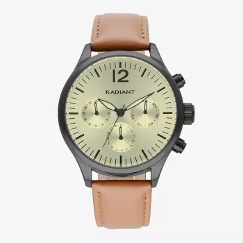 RADIANT Orologio da uomo analogico al quarzo RA641704 43mm cassa in acciaio inox quadrante nero cinturino in pelle