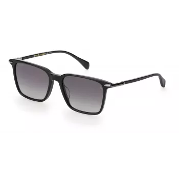RAG&BONE RNB5028GS8075 Occhiali da sole uomo, squadrati, montatura in acetato nero, lenti grigie sfumate, 55 mm