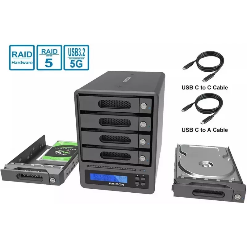 RAIDON GR5640-SBA31 box 4 vani SATA HDD/SSD USB 3.1 Gen 2 eSATA RAID hardware