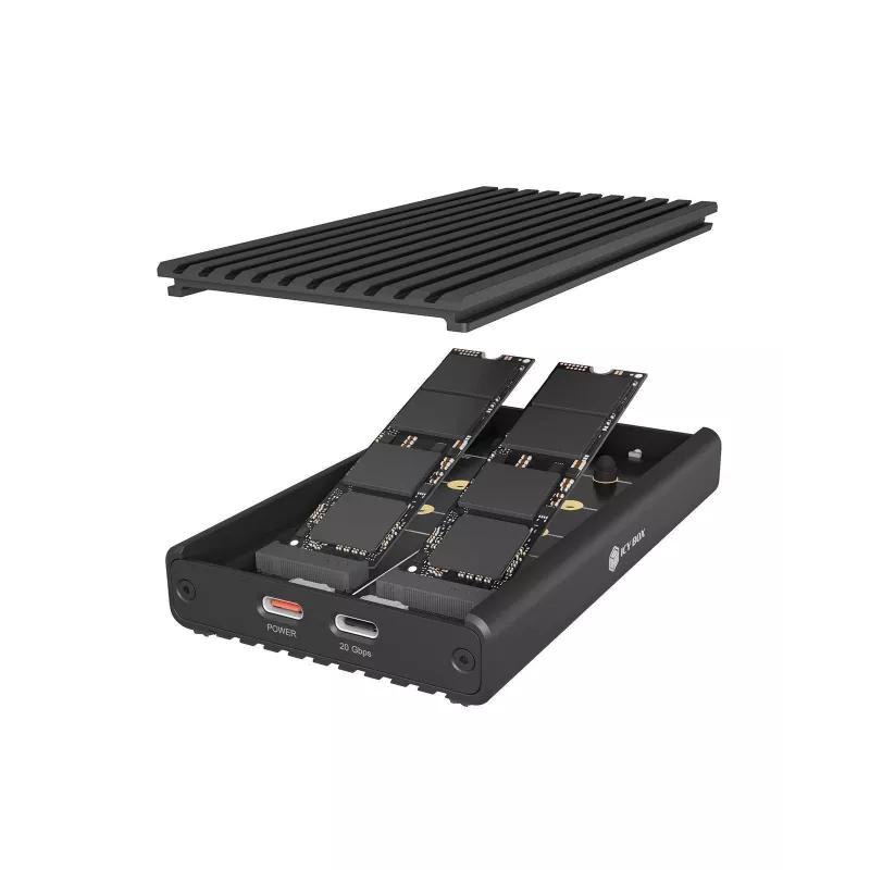 Raidsonic IB-2817M-C32 Case esterno per 2x SSD NVMe con USB 3.2 Gen 2x2 Type-C
