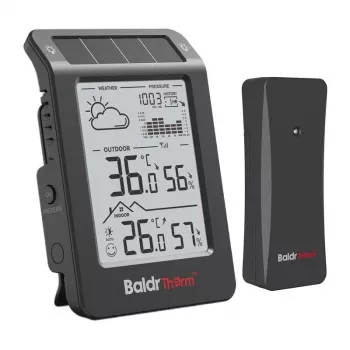 RAINPOINT BALDRTHERM B0596WT2H2P-V1 stazione meteo ad alimentazione solare con sensore esterno wireless, nero