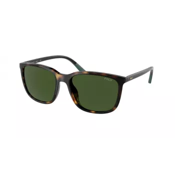 Ralph Lauren Occhiali da sole uomo PH4185U - montatura nera lucida, quadrata, lenti grigio scuro, 56 mm