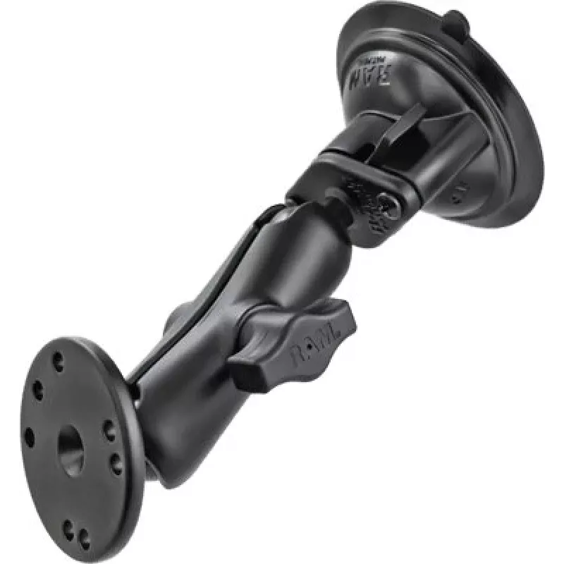 RAM Mounts supporto a ventosa con adattatore AMPS – sfera B (1 pollice), base a diamante, braccio medio, base rotonda (RAM-B-166-202U)
