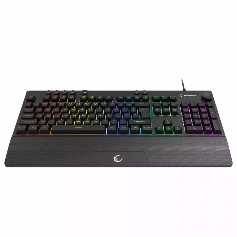 Rampage Simula RGB Macro KB-GX65 tastiera gaming a membrana cablata con poggiapolsi, nero