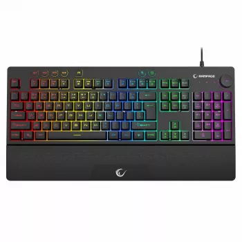 Tastiera da gaming a membrana con filo Rampage Simula RGB Macro KB-GX65 con poggiapolsi, nero