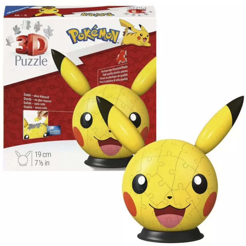 Ravensburger puzzleball 3D Pokémon Pikachu con orecchie - 54 pezzi