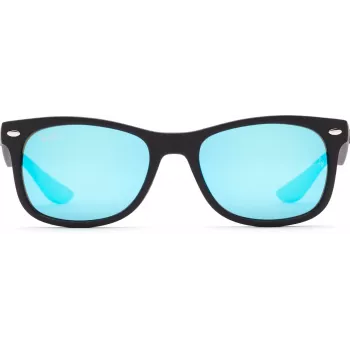 Ray-Ban Junior RJ9052S100S55 occhiali da sole - montatura nera lucida, lenti specchiate azzurro chiaro, 48 mm