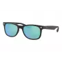 Ray-Ban Junior RJ9052S100S55 occhiali da sole - montatura nera lucida, lenti specchiate azzurro chiaro, 48 mm