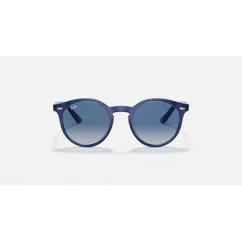 Ray-Ban Junior RJ9064S447062 Occhiali da sole bambino, montatura blu trasparente, lenti sfumate grigie, 44 mm