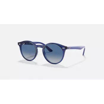 Ray-Ban Junior RJ9064S447062 Occhiali da sole bambino, montatura blu trasparente, lenti sfumate grigie, 44 mm