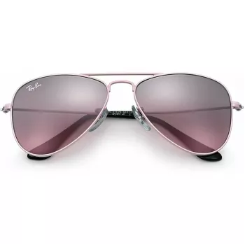 Ray-Ban Junior RJ9506S2117E5 occhiali da sole bambino, rettangolari, montatura rosa trasparente, lenti rosa sfumate marrone chiaro, 52/14/125 mm
