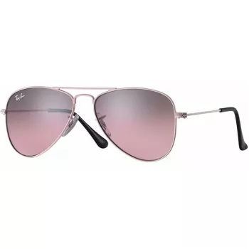 Ray-Ban Junior RJ9506S2117E5 occhiali da sole bambino, rettangolari, montatura rosa trasparente, lenti rosa sfumate marrone chiaro, 52/14/125 mm
