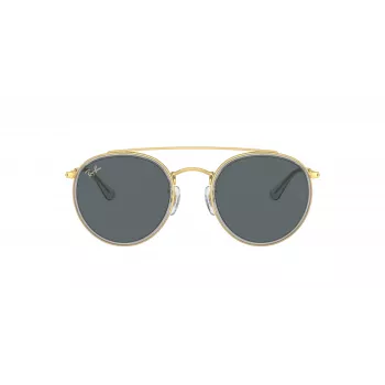 Ray-Ban RB3647N Round Double Bridge Occhiali da sole montatura rame lenti sfumate azzurre 51mm
