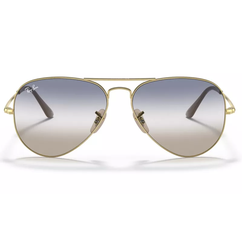 Ray-Ban RB3689 occhiali da sole aviator oro verde sfumato 58mm unisex