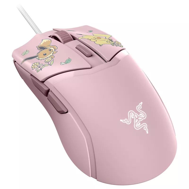 Razer Cobra – Pikachu & Eevee Edition Mouse da gaming con filo, sensore ottico 8500 DPI, Chroma RGB Underglow, 6 tasti programmabili, simmetrico per destrimani