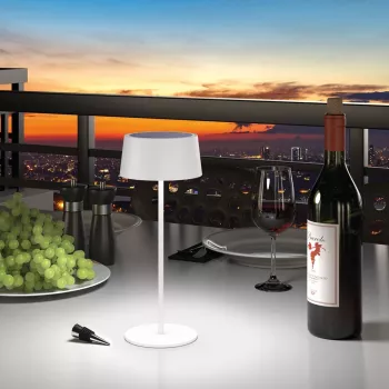 RealPower lampada da tavolo LED solare dimmerabile con batteria, bianco