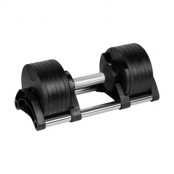 REBEL ACTIVE manubrio in ghisa regolabile 24 kg, disco rotante Quick-Select, incrementi da 2 kg, nero