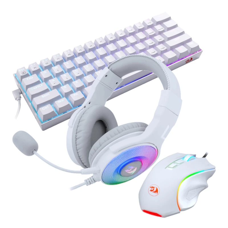 Set gaming cablato 3 in 1 REDRAGON - tastiera, mouse, headset - bianco