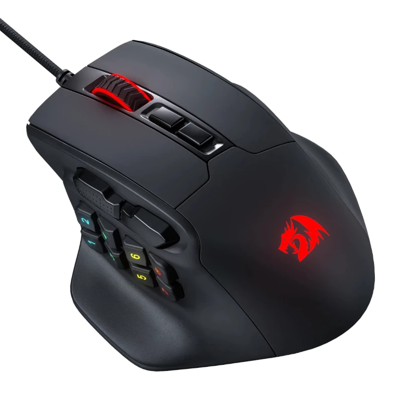 REDRAGON Aatrox mouse da gaming MMO RGB 6200DP - nero