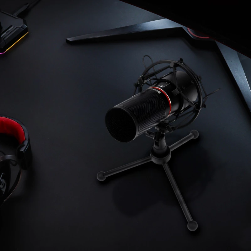 REDRAGON BLAZAR Microfono gaming USB cardioide e treppiede, Nero