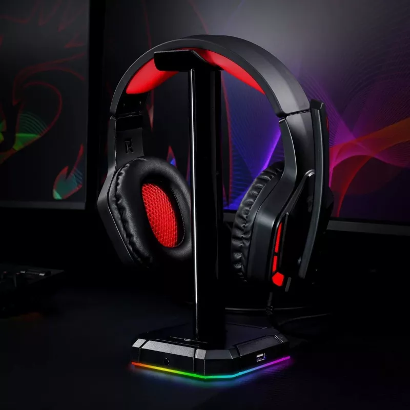 Redragon HA300 Scepter Pro Supporto per headset RGB con hub USB 2.0 a 4 porte