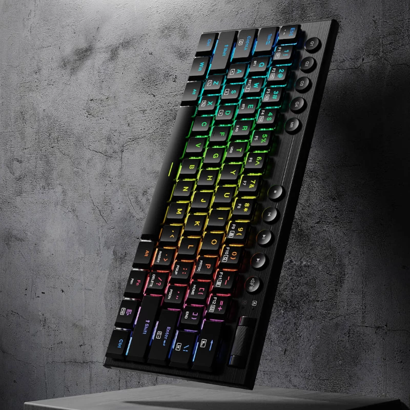 REDRAGON Horus Mini Pro tastiera meccanica da gaming low profile wireless tri-mode 61 tasti - nera (Red Switch)