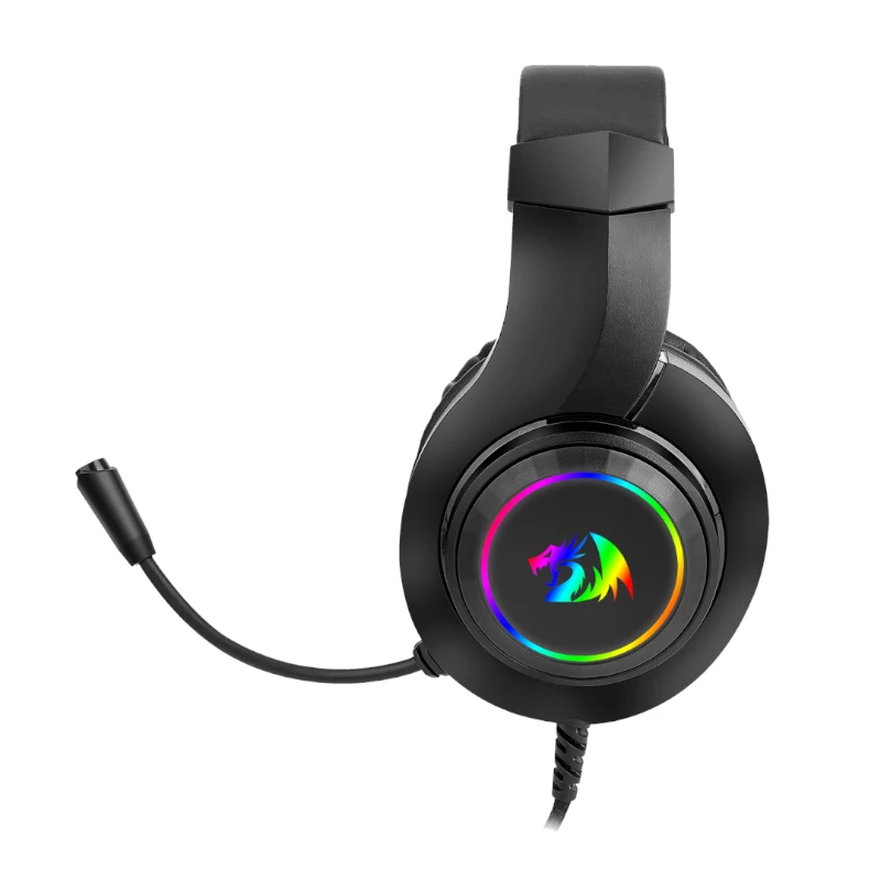 Redragon Hylas Cuffie gaming Over-Ear RGB, Aux (microfono e cuffie) / USB (solo alimentazione), nero