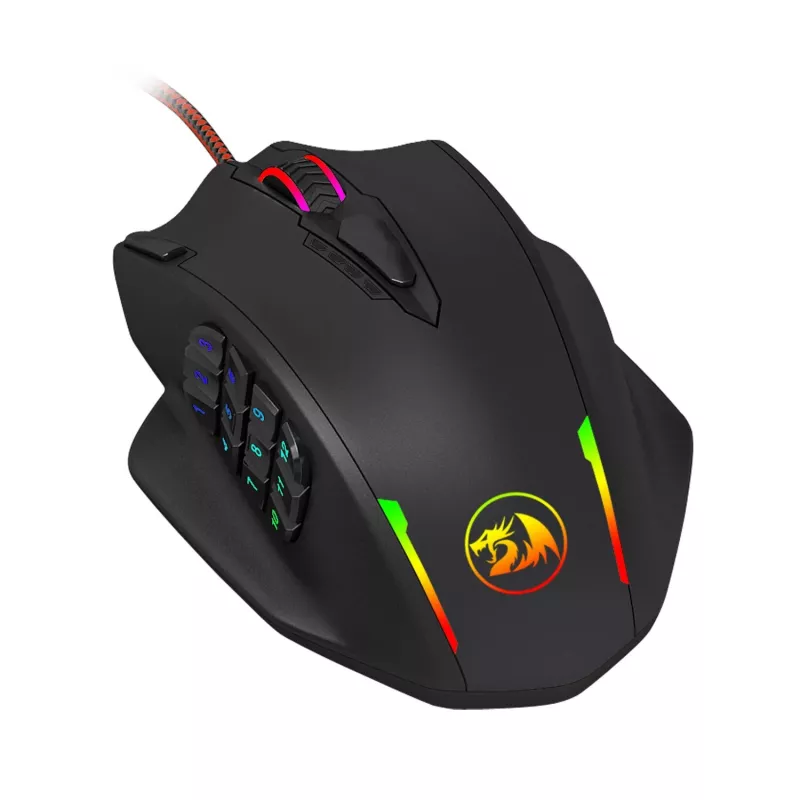 REDRAGON IMPACT 12400DPI mouse gaming MMO - nero