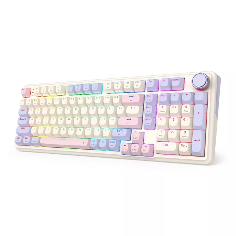 Redragon K768VI-WL Eisa 100 Tastiera gaming wireless, Lilac
