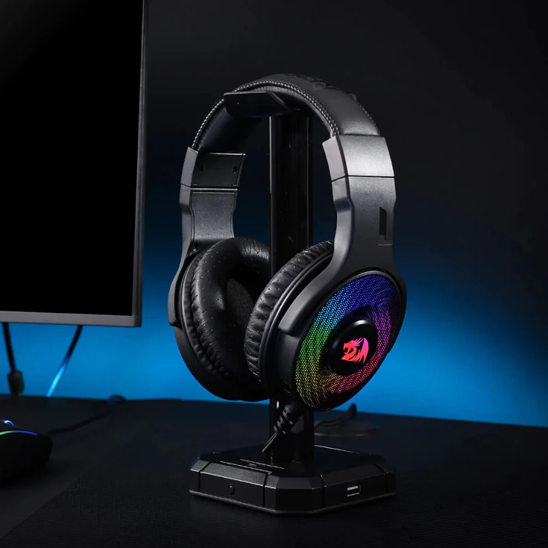 Redragon Pandora Cuffie gaming Over-Ear RGB, USB (solo alimentazione) / Aux (microfono e cuffie), nero